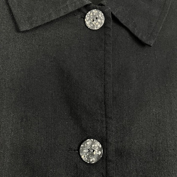 J. Jill Womens XS Linen Blend Button Up Blouse Relaxed Fit Minimalist LS Black - Picture 3 of 10